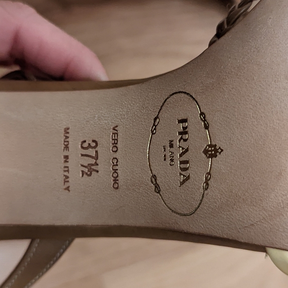 Authentic Prada Patent Leather Slingback Sandals Brown size 37.5 - Picture 8 of 13